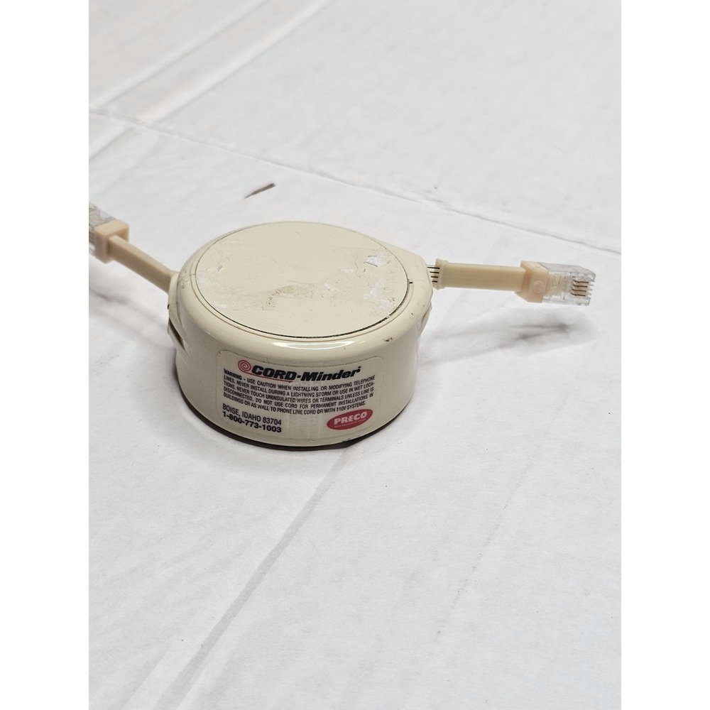 Vintage CORD-Minder Telephone Line Cord Retractor by Presco Beige